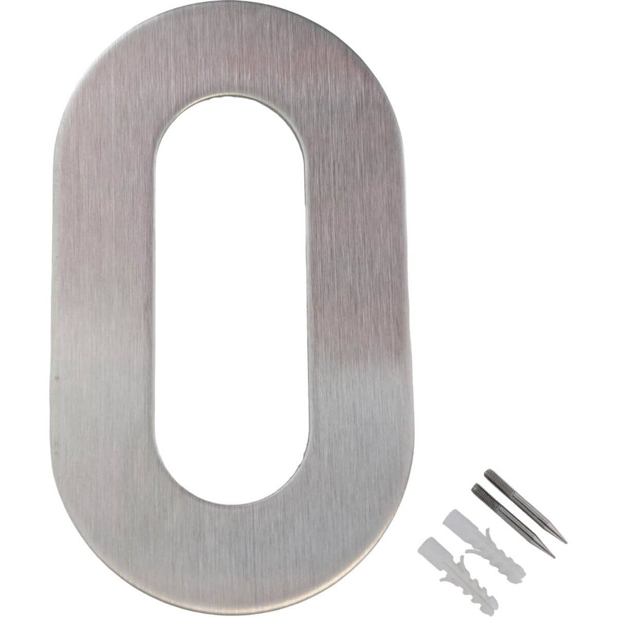 Numéro de maison Gedotec en acier inoxydable, hauteur 100 mm, à visser, chiffre 0